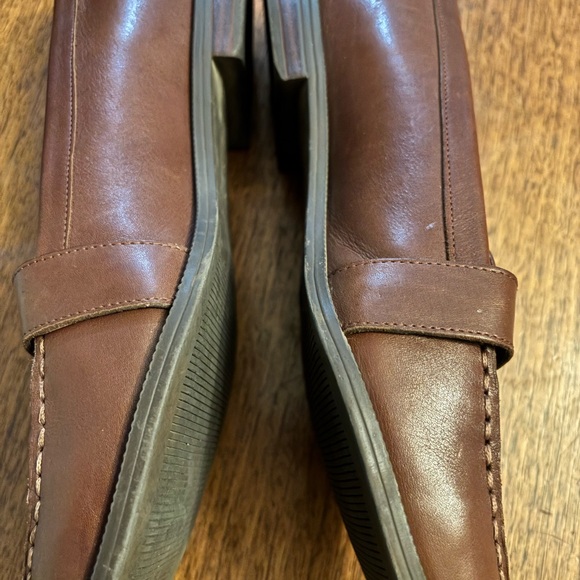 Lauren Ralph Lauren Brown Leather Loafers with Gold Buckle - Picture 3 of 5